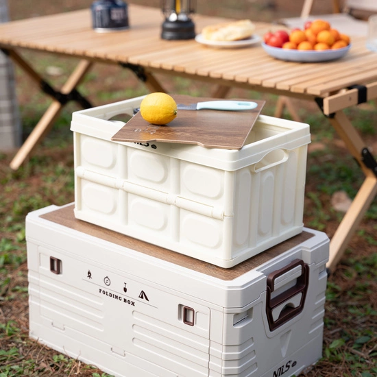 Składana skrzynia kempingowa z funkcją stołu 2w1 NILS CAMP NCB4007 15L biała