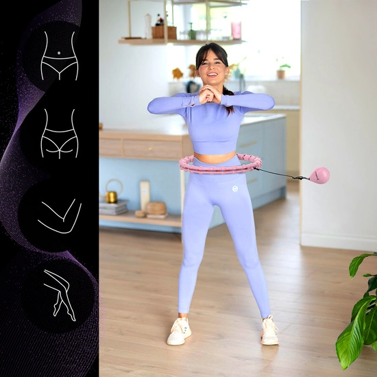 Hula hop z wypustkami, obciążnikiem i pasem HMS HHW02 light pink
