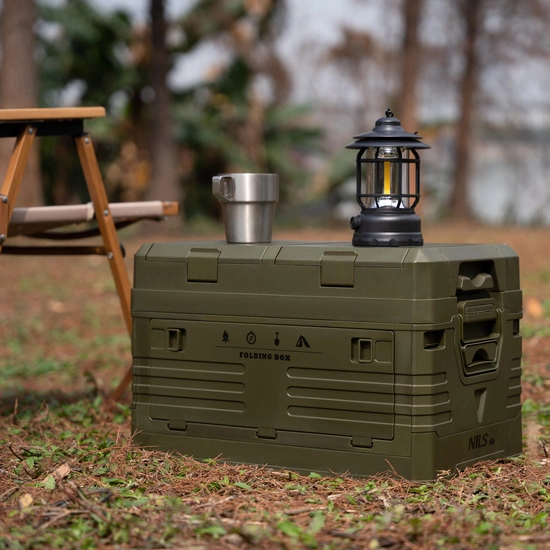 Składana skrzynia kempingowa z pokrywą NILS CAMP NCB4003 50L zielona