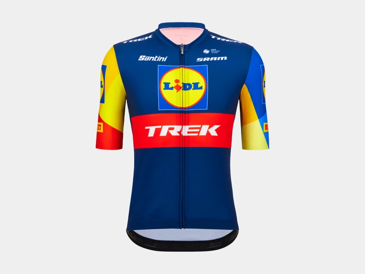 Koszulka rowerowa męska Santini Lidl - Trek Replica Race Dark Blue/Yellow