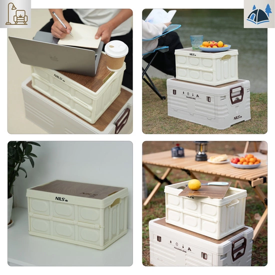 Składana skrzynia kempingowa z funkcją stołu 2w1 NILS CAMP NCB4007 15L biała