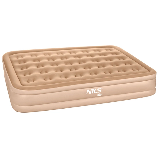 Materac dwuosobowy z pompką elektryczną NILS CAMP NC2808 King size 200 × 145 × 35 cm beżowy