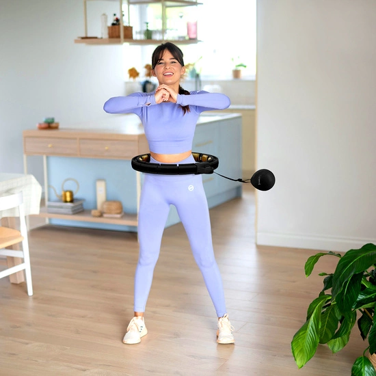 Zestaw hula hop magnetyczny z licznikiem + pas wyszczuplający HMS HHM13 black gold