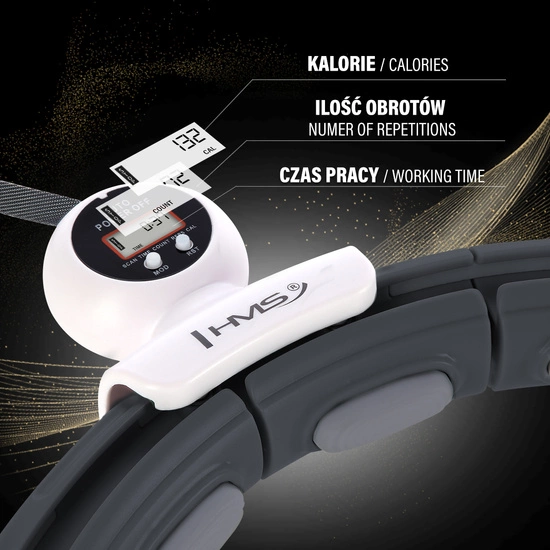 Hula hop z magnesem, obciążnikiem i licznikiem HMS HHM15 czarny