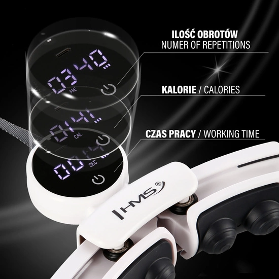 Hula hop z magnesami, obciążnikiem i licznikiem HMS HHM16 biały