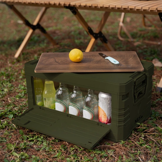 Składana skrzynia kempingowa z funkcją stołu NILS CAMP NCB4002 32L zielona