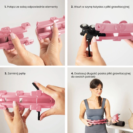 Hula hop z wypustkami, obciążnikiem i pasem HMS HHW01 pink