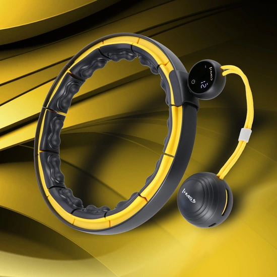 Hula hop z magnesami, wypustkami tpe, obciążnikiem i licznikiem HMS HHM21 czarny - żółty