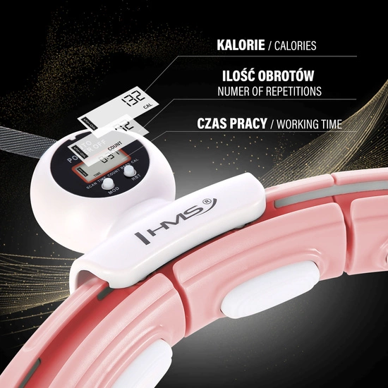 Hula hop z magnesem, obciążnikiem i licznikiem HMS HHM15 różowy