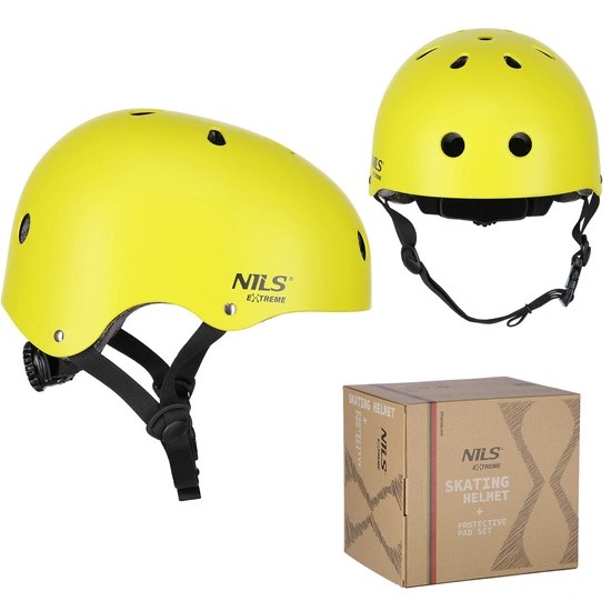 Kask z ochraniaczami NILS EXTREME MR290 + H230 żółty