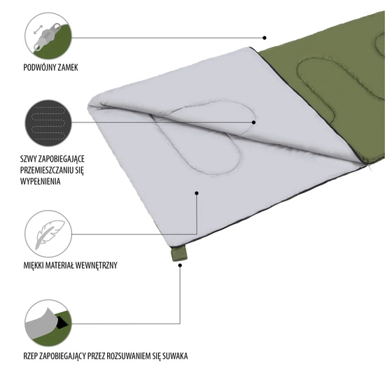 Śpiwór turystyczny NILS CAMP NC2002 ciemnozielony