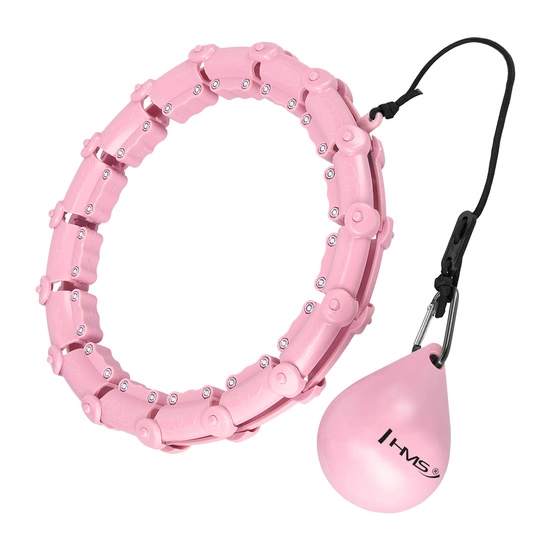 Hula hop z wypustkami, obciążnikiem i pasem HMS HHW02 light pink