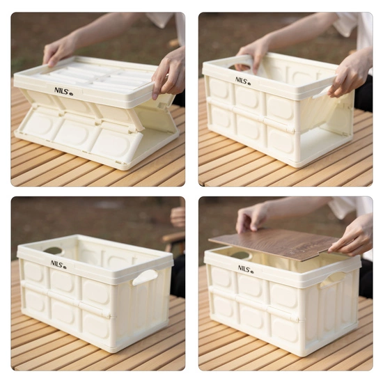 Składana skrzynia kempingowa z funkcją stołu 2w1 NILS CAMP NCB4007 15L biała