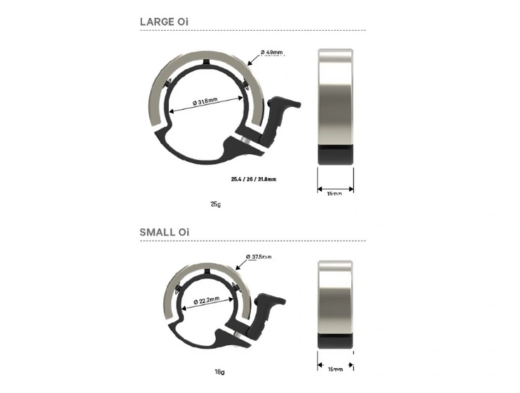 Dzwonek rowerowy Kong Oi duży srebrny