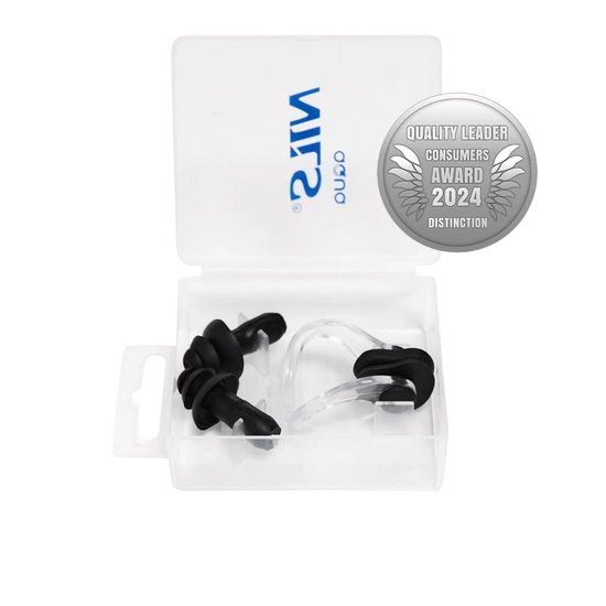 Zestaw pływacki: silikonowe zatyczki do uszu i na nos NILS AQUA NQAW30 czarny