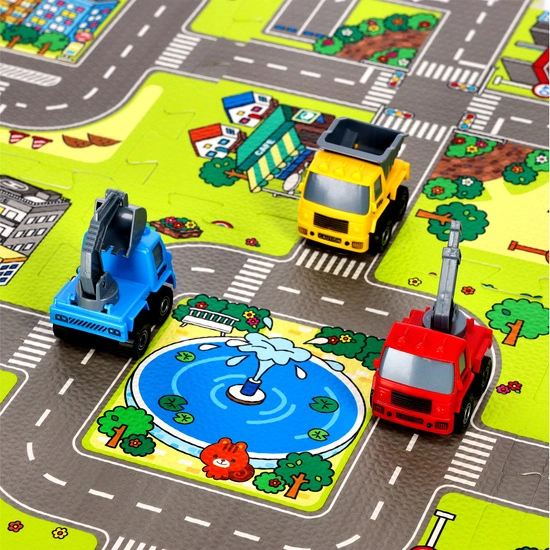 Mata dziecięca NILS FUN MD02 Puzzle cars