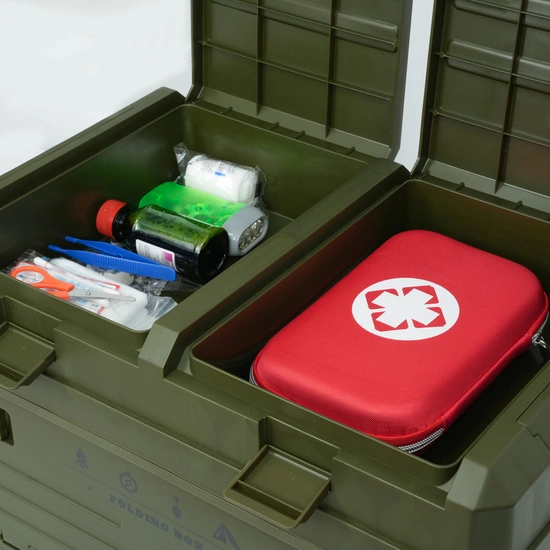 Składana skrzynia kempingowa z pokrywą NILS CAMP NCB4003 50L zielona