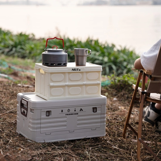 Składana skrzynia kempingowa z funkcją stołu 2w1 NILS CAMP NCB4007 15L biała