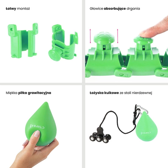 Hula hop z wypustkami, obciążnikiem i pasem HMS HHW01 green