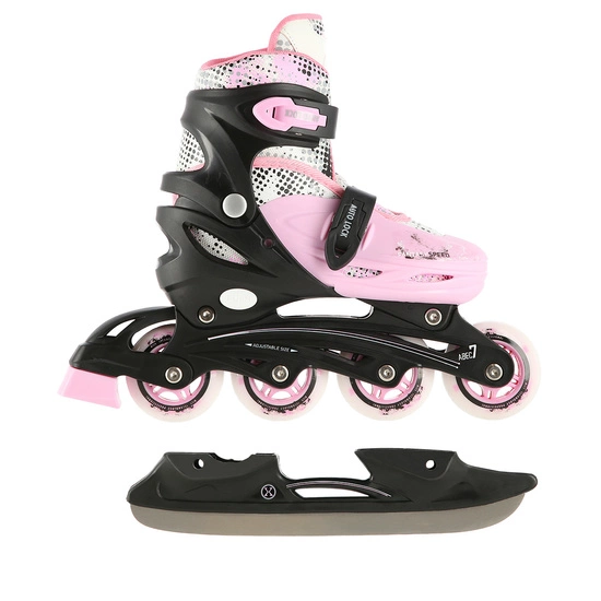 Łyżworolki dziecięce / młodzieżowe 4w1 NILS EXTREME NH18331 czarno / różowe