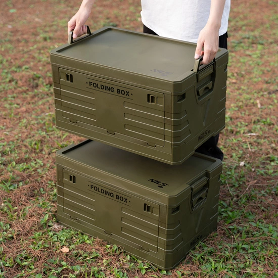 Składana skrzynia kempingowa z pokrywą NILS CAMP NCB4004 50L zielona