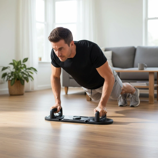 Deska do ćwiczeń mięśni brzucha i pompek z linkami 3w1 HMS DBP02 czarna