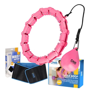Hula hop z wypustkami, obciążnikiem i pasem ONE FITNESS OHA02 pink