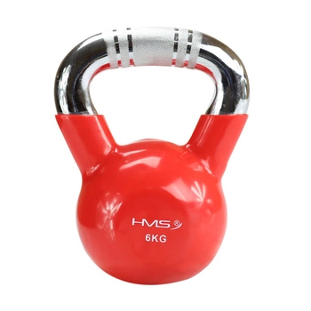 Kettlebell żeliwny z chromowanym uchwytem HMS KTC06 6 kg czerwony