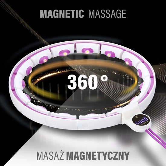 Hula hop z magnesami, obciążnikiem i licznikiem HMS HHM17 biały - fioletowy