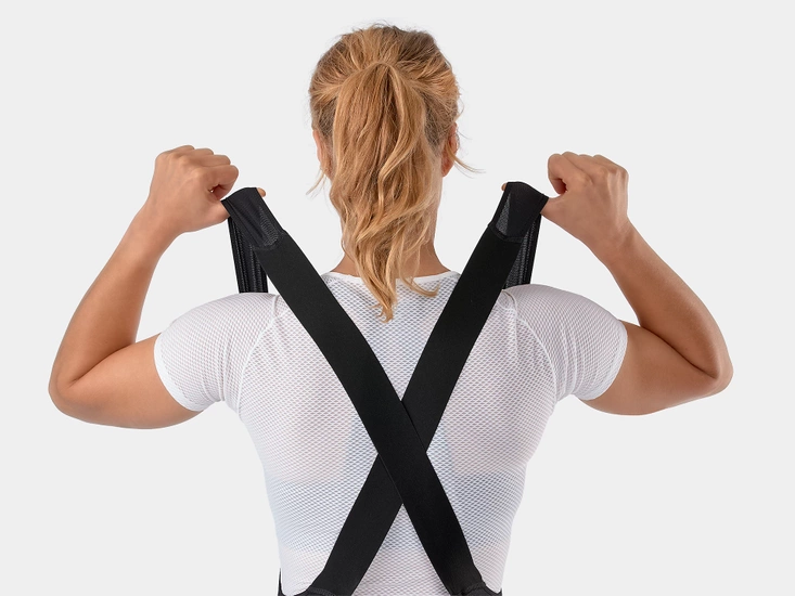 Spodenki rowerowe damskie Trek Solstice z szelkami i wkładką Black