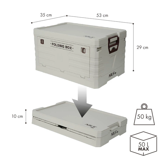 Składana skrzynia kempingowa z pokrywą NILS CAMP NCB4004 50L