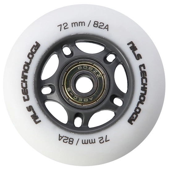 Zestaw kółek z łożyskami do rolek PU 72 x 24 82a NILS EXTREME białych