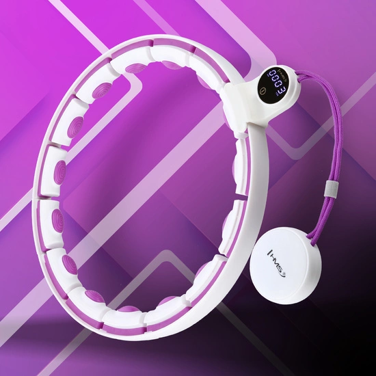 Hula hop z magnesami, obciążnikiem i licznikiem HMS HHM17 biały - fioletowy