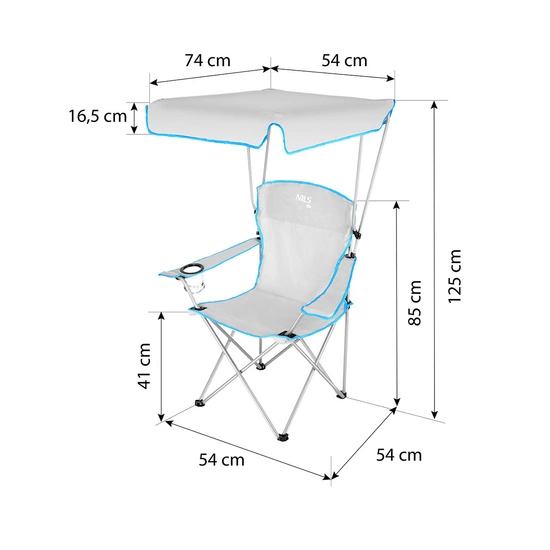 Krzesło turystyczne składane z daszkiem NILS NC3087 szare
