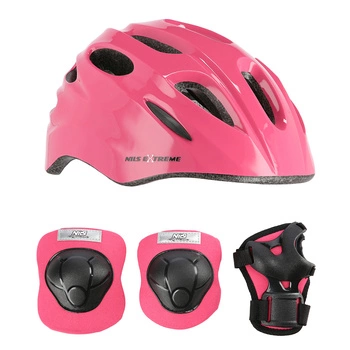 Kask z ochraniaczami NILS EXTREME MTW001 XS + H210 różowy