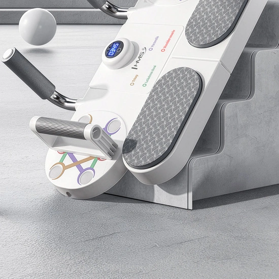 Deska do ćwiczeń mięśni brzucha i pompek z licznikiem HMS DBP03 biało - szara