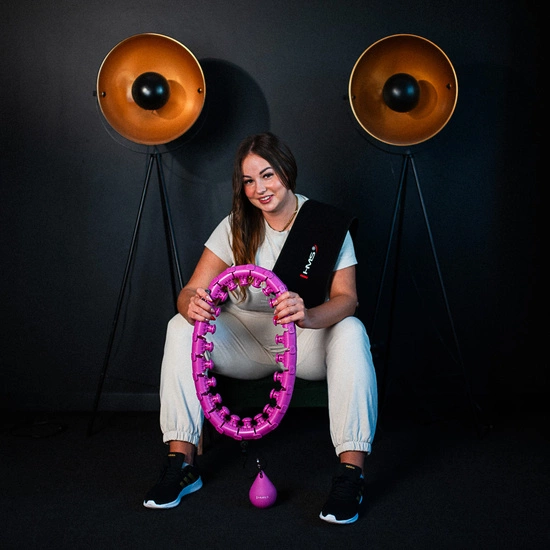 Hula hop z wypustkami, obciążnikiem i pasem HMS HHW12 fioletowy + BR163 czarny