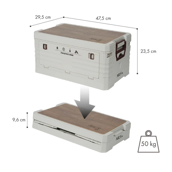 Składana skrzynia kempingowa z funkcją stołu NILS CAMP NCB4002 32L zielona
