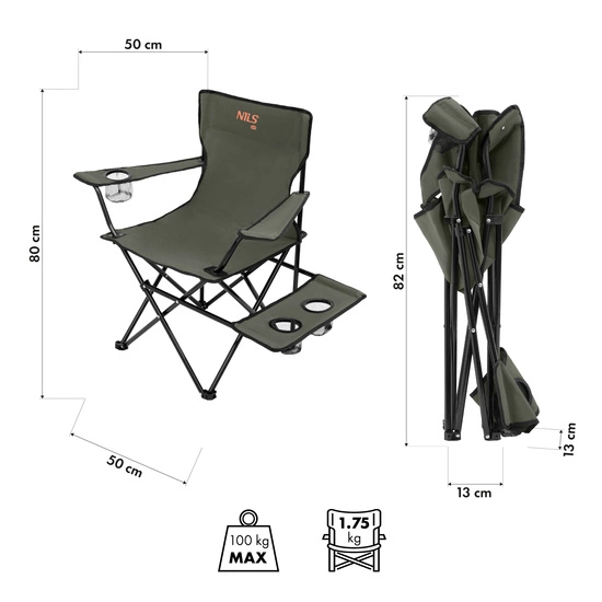 Krzesło turystyczne NILS CAMP NC3301 khaki