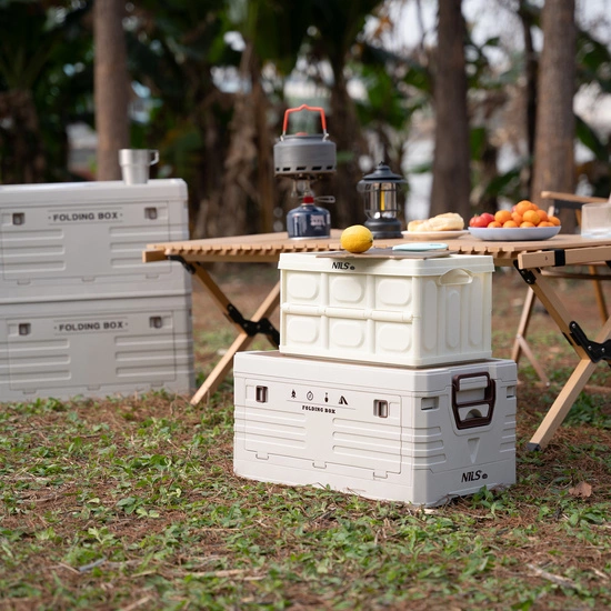Składana skrzynia kempingowa z funkcją stołu 2w1 NILS CAMP NCB4007 15L biała
