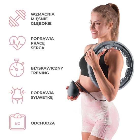 Hula hop z wypustkami, obciążnikiem i licznikiem HMS HHW06 czarny