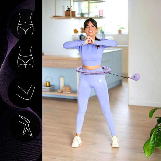 Hula hop z wypustkami, obciążnikiem i pasem ONE FITNESS OHA02 violet