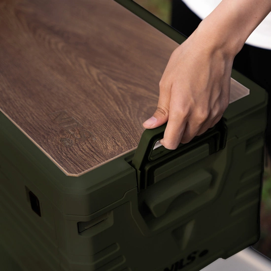Składana skrzynia kempingowa z funkcją stołu NILS CAMP NCB4002 32L zielona