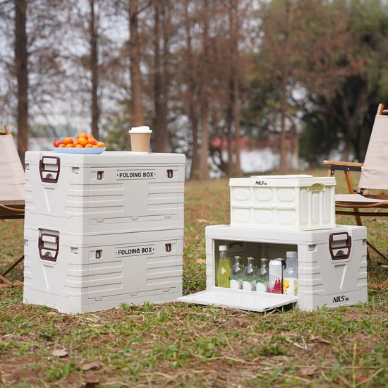 Składana skrzynia kempingowa z funkcją stołu 2w1 NILS CAMP NCB4007 15L biała