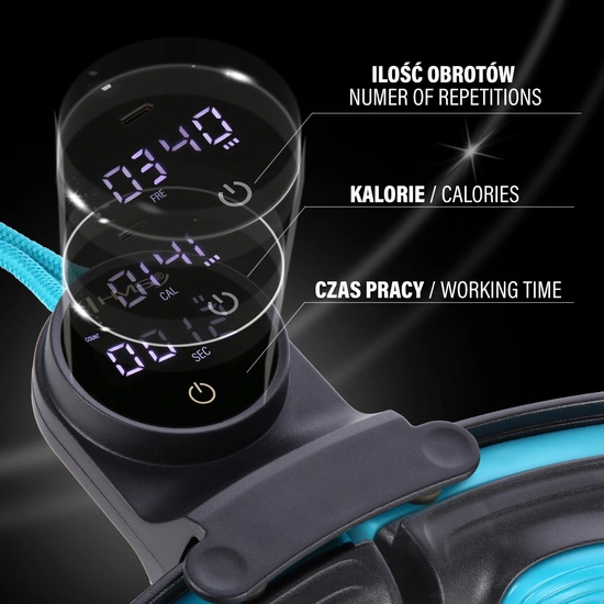 Hula hop magnetyczny z licznikiem i pasem HMS HHM17 czarny / turkusowy