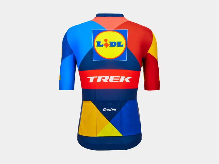 Koszulka rowerowa damska Santini Lidl - Trek Replica Race Dark Blue/Yellow