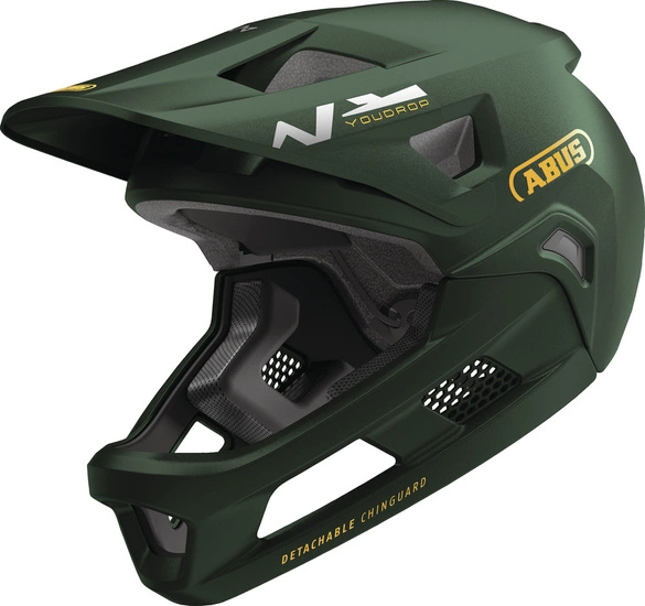 Kask rowerowy dziecięcy fullface ABUS YouDrop FF S moss green