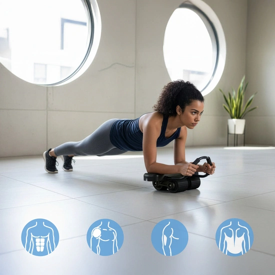 Automatyczne koło do ćwiczeń mięśni brzucha z podparciem i wyświetlaczem HMS KA40