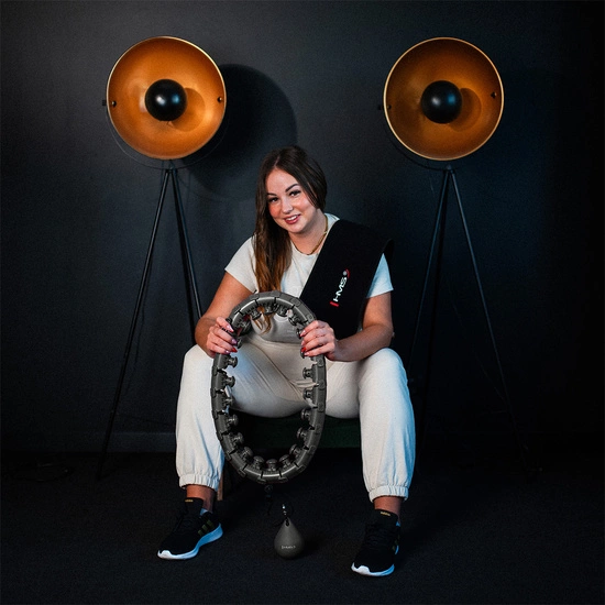 Hula hop z wypustkami, obciążnikiem i pasem HMS HHW12 + BR163 czarny