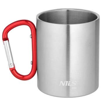 Kubek kempingowy z karabińczykiem NILS CAMP NC17110 300 ml czerwony